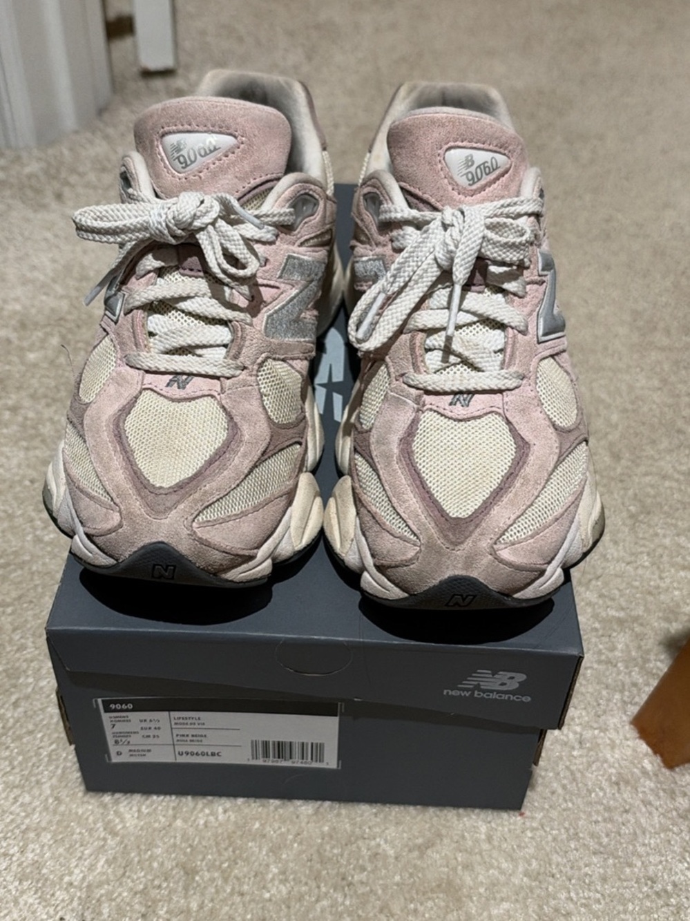 New Balance Women's Pink and Cream Suede & Mesh Sneakers